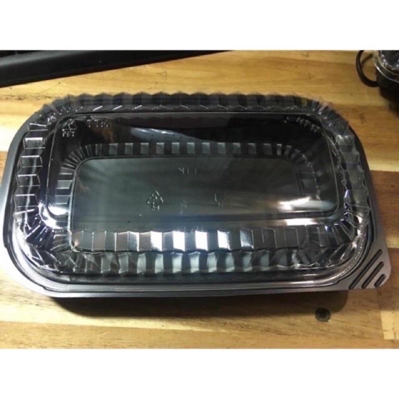 100 Hộp nhựa chữ nhật đen nắp trắng HT- 17 đựng thực phẩm