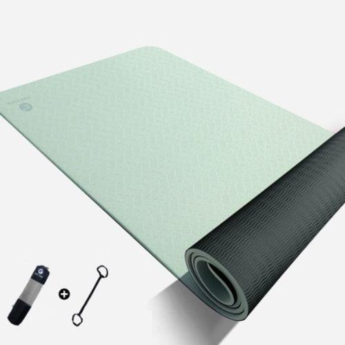 Thảm tập Yoga TPE 6mm Cao Cấp Bám Siêu Dính - Tặng kèm túi đựng - Xanh Ngọc - GDHN Loại Tốt