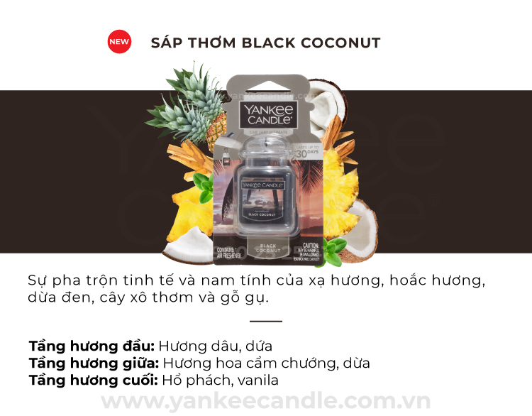 Sáp thơm xe Yankee Candle - Black Coconut