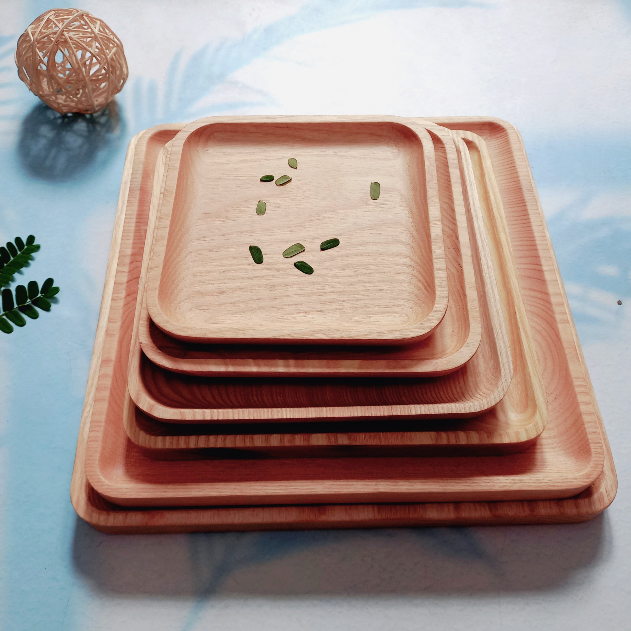 Đĩa Gỗ Tần Bì Hình Vuông Size 14/16/18/20/24/26cm, Khay Bày Hoa Qủa, Trà Bánh, Decor Chụp Ảnh Của Vitrapro