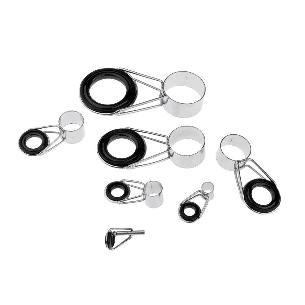 14pcs Ceramic Ring Eyes Fishing Rod Tip Guides Ring Stainless Steel Frame