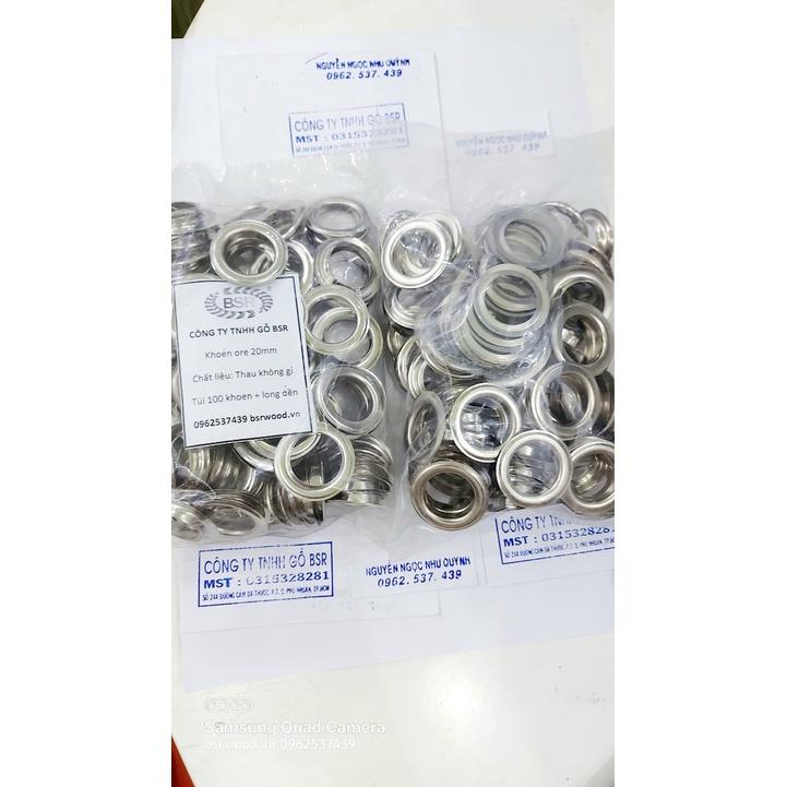 Khoen ore 20mm Khoen mắt cáo 20ly Bằng Thau không gỉ Màu Bạc Vàng Khuy mắt cáo Bấm Vải Phụ liệu may mặc