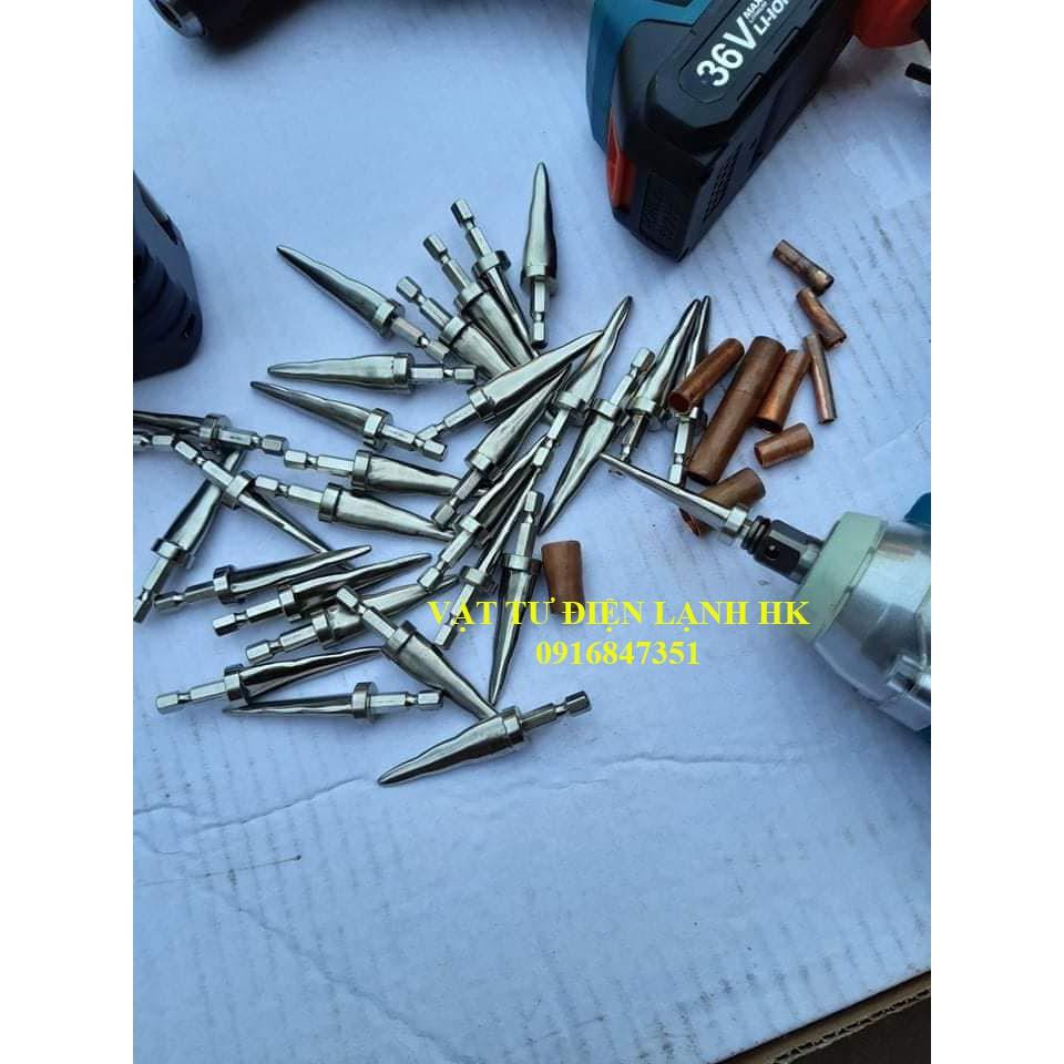 Nong ống đồng bằng khoan Nong ống đồng phi 6-10-12-16-19 mũi long inox bằng máy bắt vít 3in1 4in1