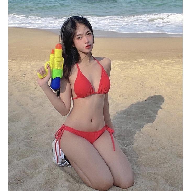 Bikini tam giác 2 mảnh màu đỏ sexy