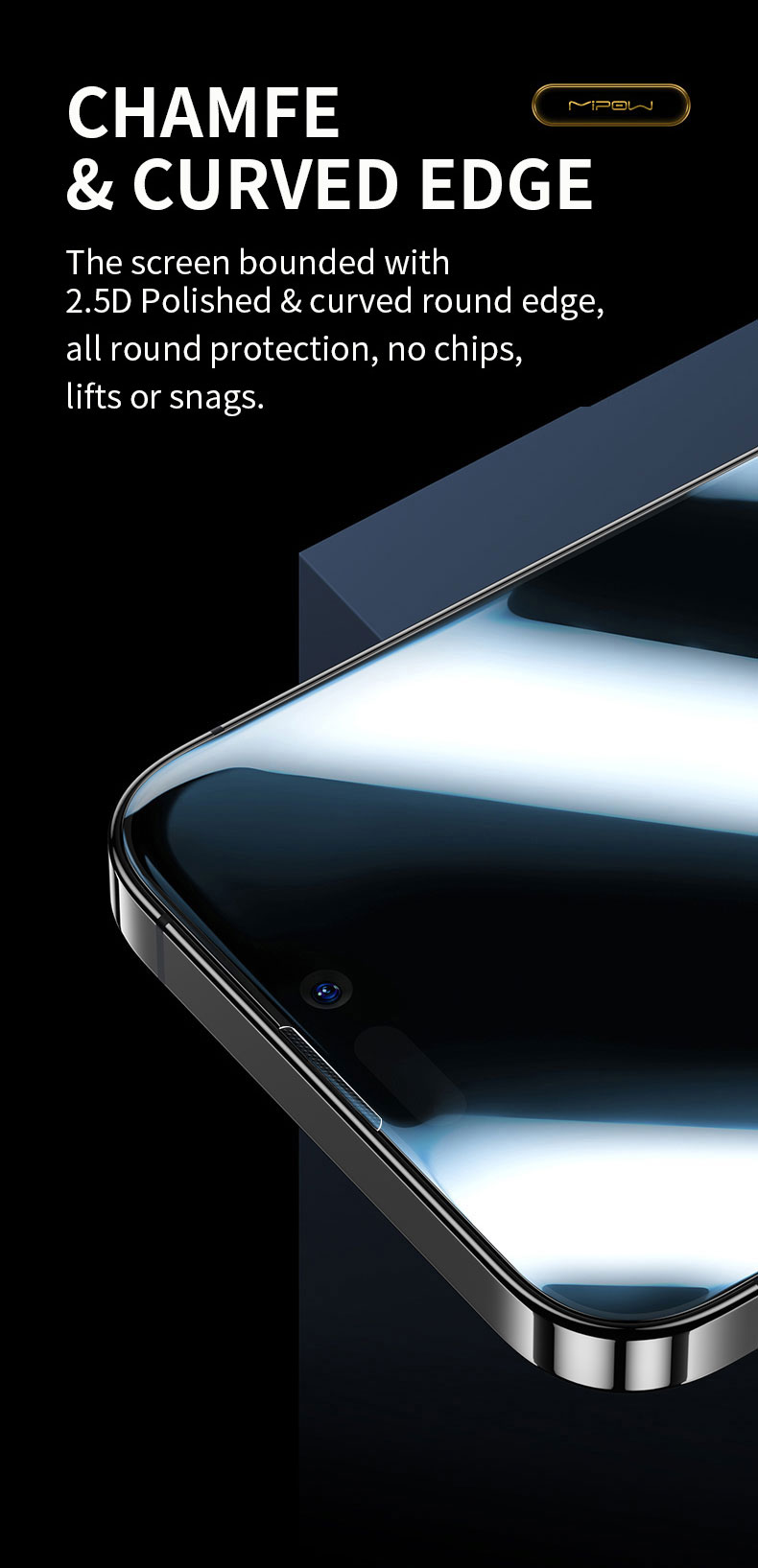 Miếng Dán Cường Lực MIPOW KINGBULL Chống Nhìn Trộm Dành Cho iPhone 14 ProMax / 14 Pro / 14 Plus / 14 - Hàng Chính Hãng