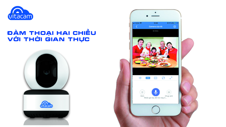 Camera Wifi IP Đàm thoại 2 Chiều  Vitacam C1080 Pro 3MP -2020 Thẻ 32GB- Hàng Chính Hãng