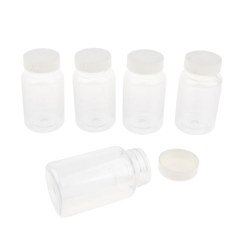 5 Piece Specimen Cups Containers Sterile Jars Leakproof Thread Bottles