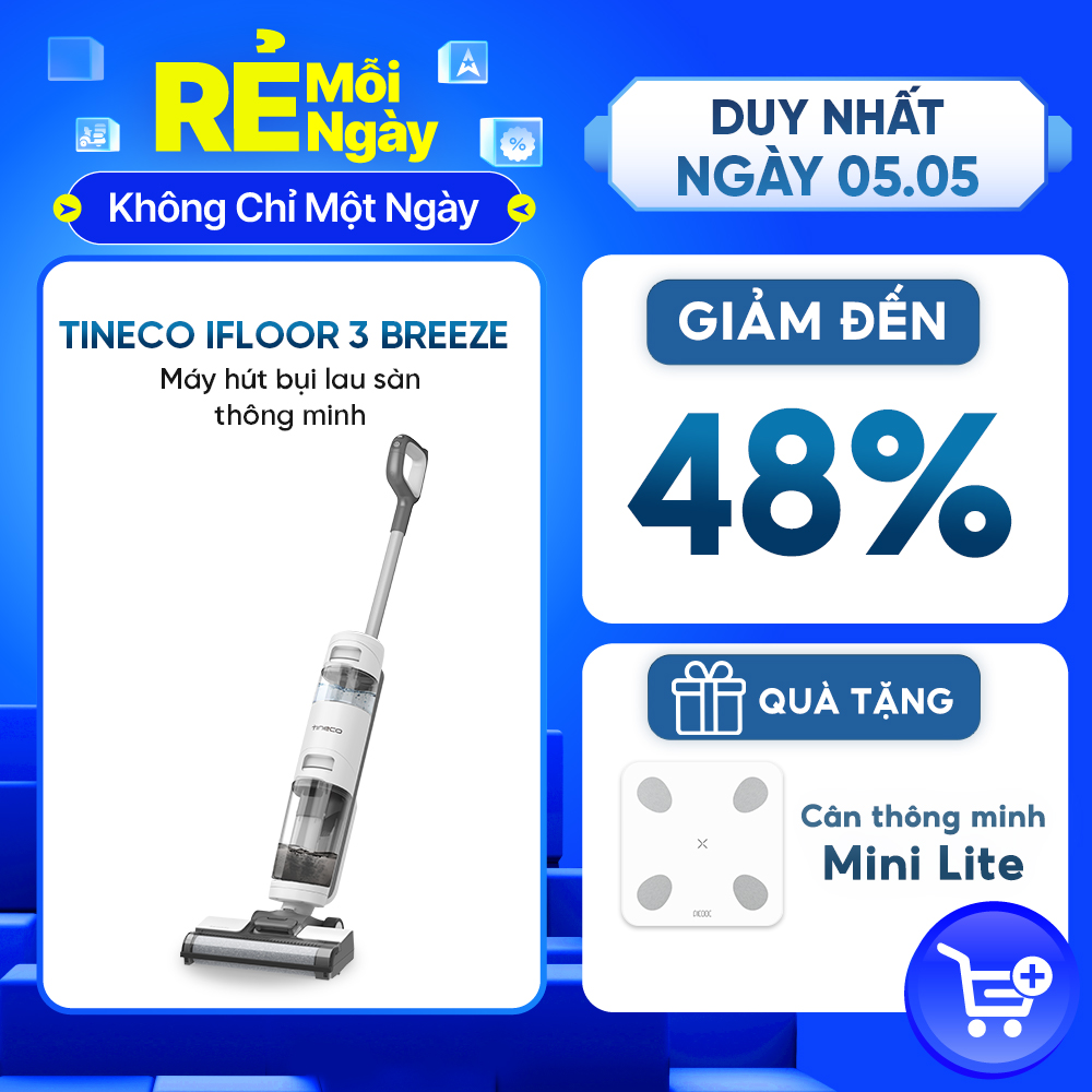 MÁY HÚT BỤI LAU SÀN KHÔ VÀ ƯỚT TINECO IFLOOR 3 BREEZE  – BẢN QUỐC TẾ – BH 24 THÁNG_HÀNG NHẬP KHẨU CHÍNH HÃNG