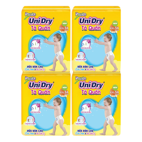 Combo 4 Tã Quần Unidry Ultra Jumbo XXL56 (56 Miếng)