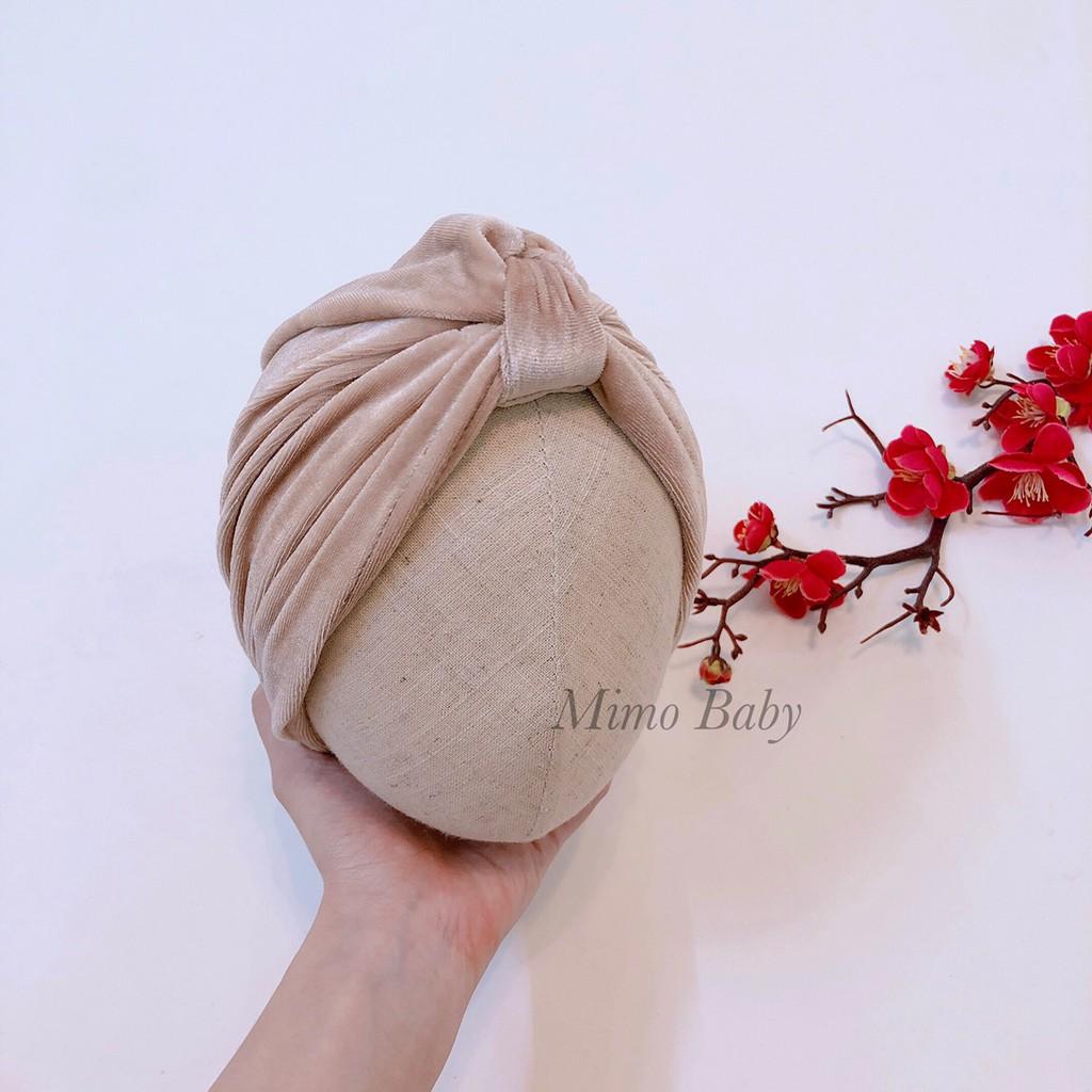 Mũ turban cho bé - mã nhung trơn (8-16kg)