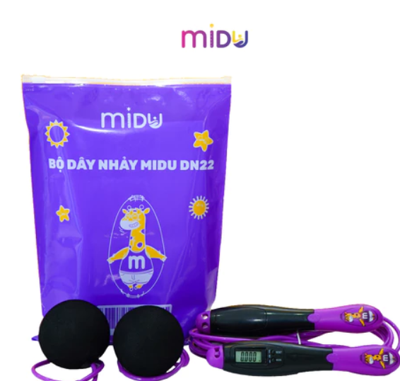 Bộ dây nhảy túi Midu DN22 2 cán chống trượt có bộ đếm điện tử dây lõi thép dài 3 mét chắc chắn độ bền cao