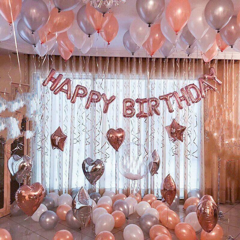 Bộ bong bóng trang trí sinh nhật trọn gói, giá rẻ birthday set snnl66