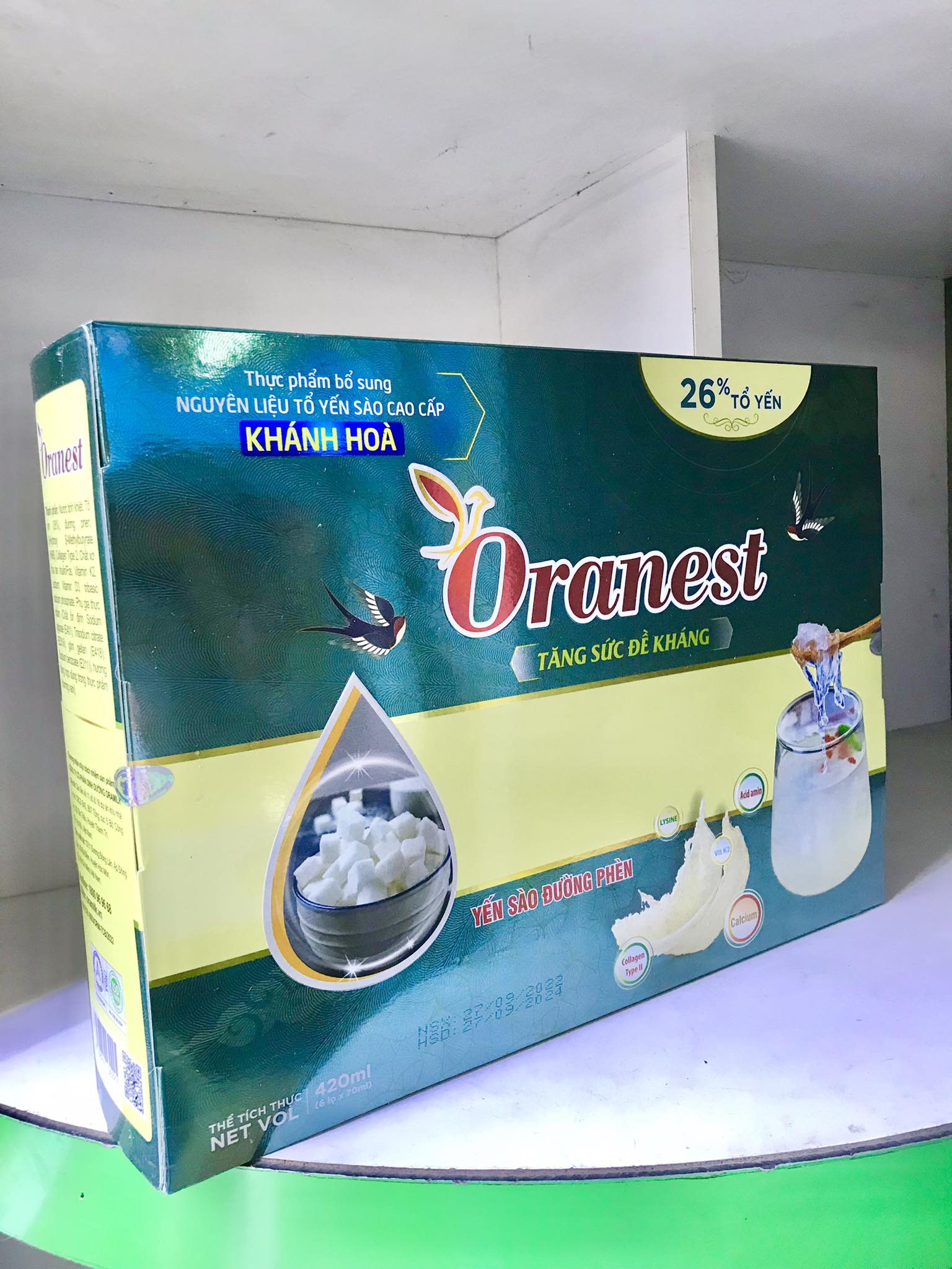 Hộp quà Yến Đường phèn Oranest 420ml (6 lọ x 70ml) - Tăng sức đề kháng, 26% tổ yến - Nguyên liệu tổ yến sào cao cấp Khánh Hoà