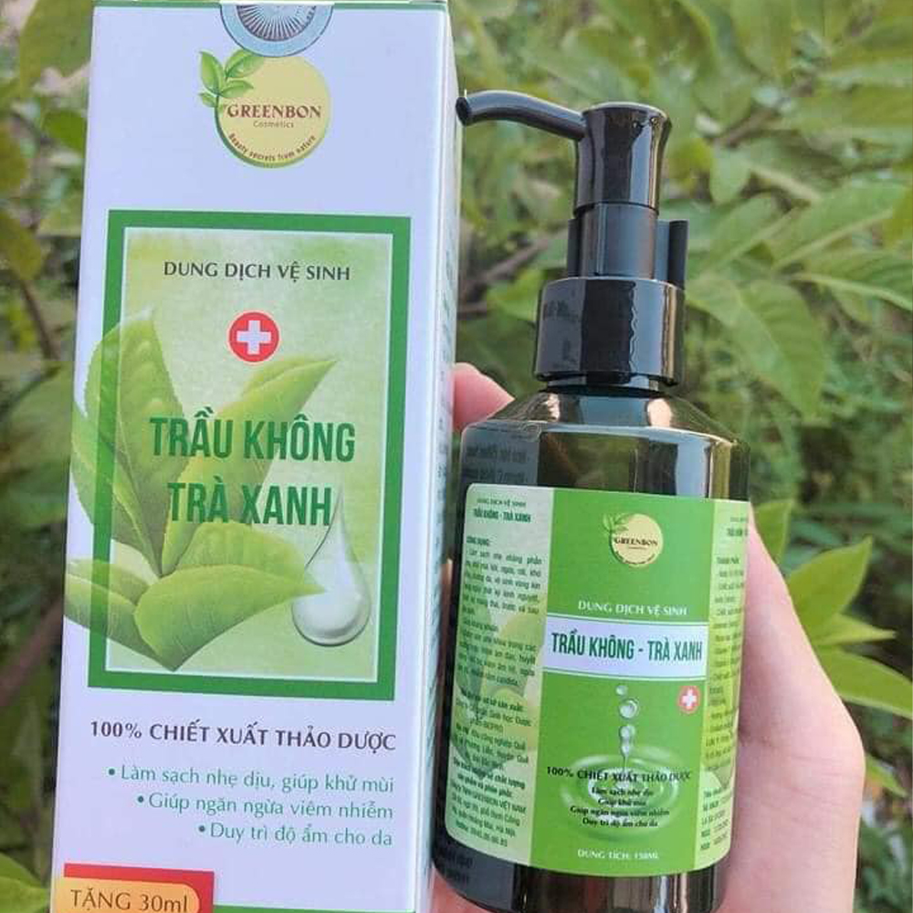 Dung dịch vệ sinh nữ tinh chất trầu không trà xanh GREENBON 150ml,làm sạch dịu nhẹ, cân bằng pH