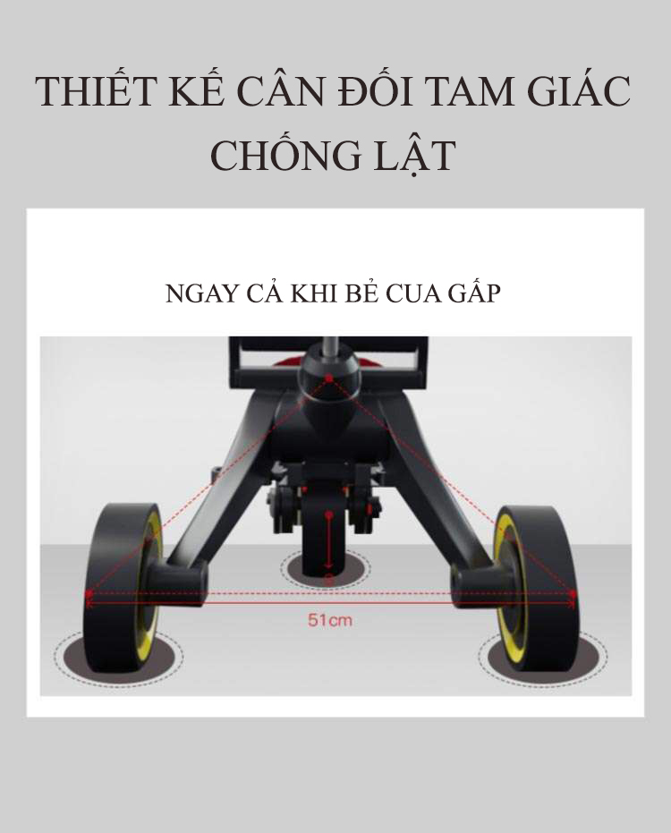 Xe đẩy 3 bánh  cho  bé  3in1 kiêm xe  chòi chân ngã lưng 3 cấp độ siêu gấp gọn, dành cho bé từ 1 - 5 tuổi trọng tải 40kg