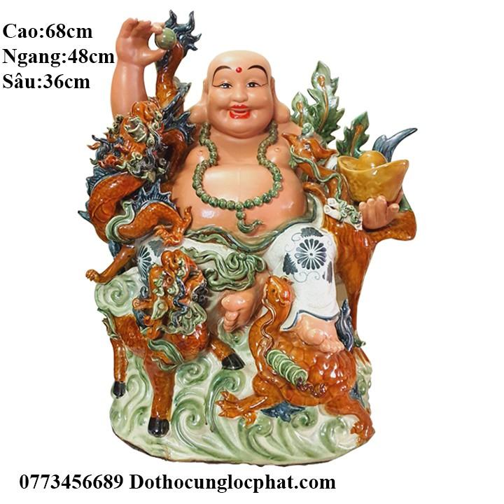 Tượng Phật Di Lặc Tứ Linh Hội Tụ Bằng Sứ Cao 70cm