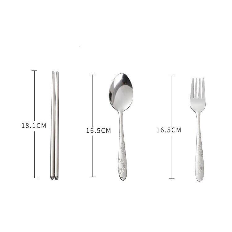 Bộ 3 Muỗng Đũa Nĩa inox cá nhân có hộp đựng dành cho văn phòng hoặc đi du lịch tiện dụng ❖❖