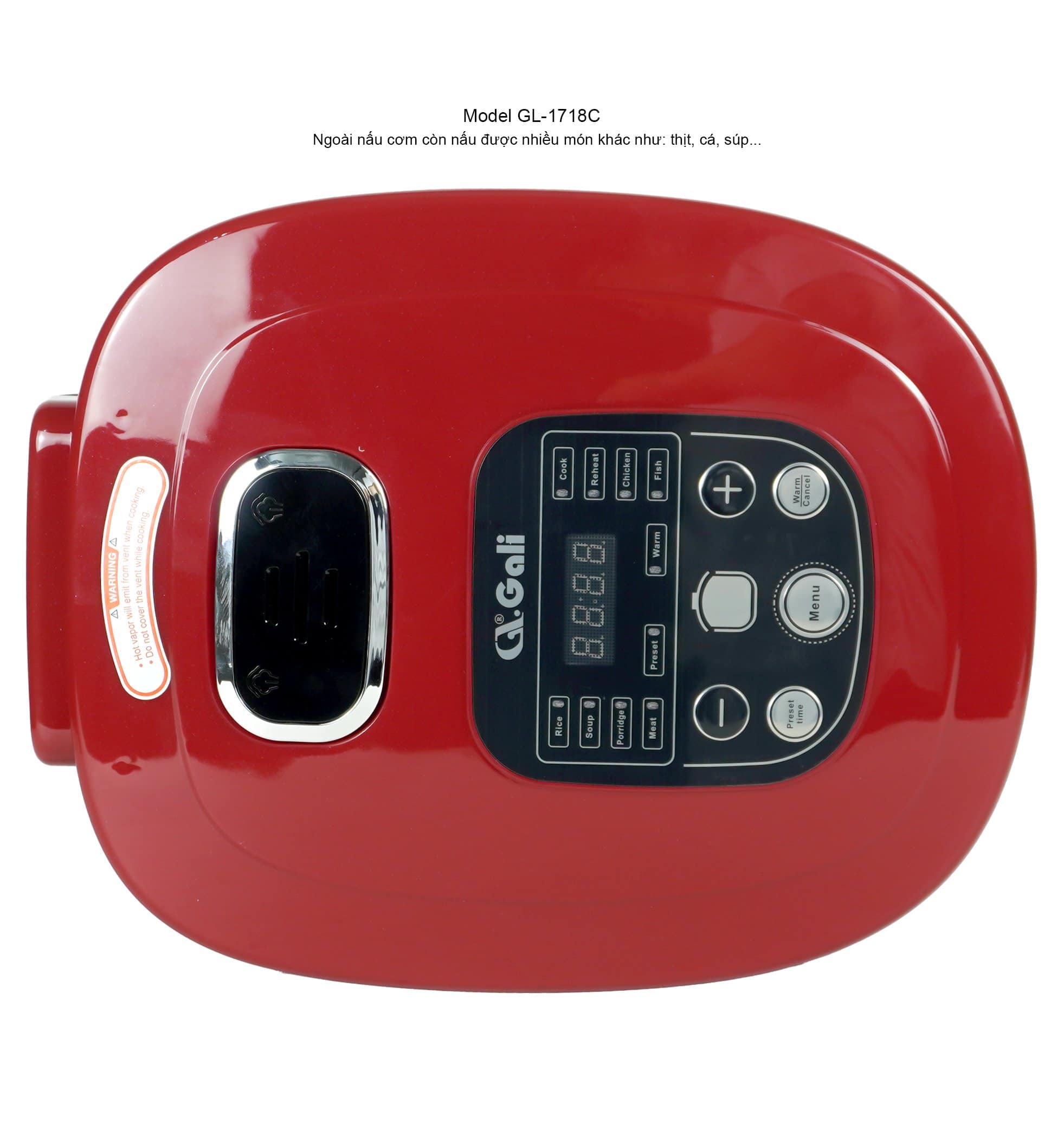 Nồi Cơm Điện Gali GL-1718C. Dung tích 1,8L đa chức năng nấu như nấu Lẩu, Chè, Soup,... Hàng chính hãng, bảo hành 24 tháng