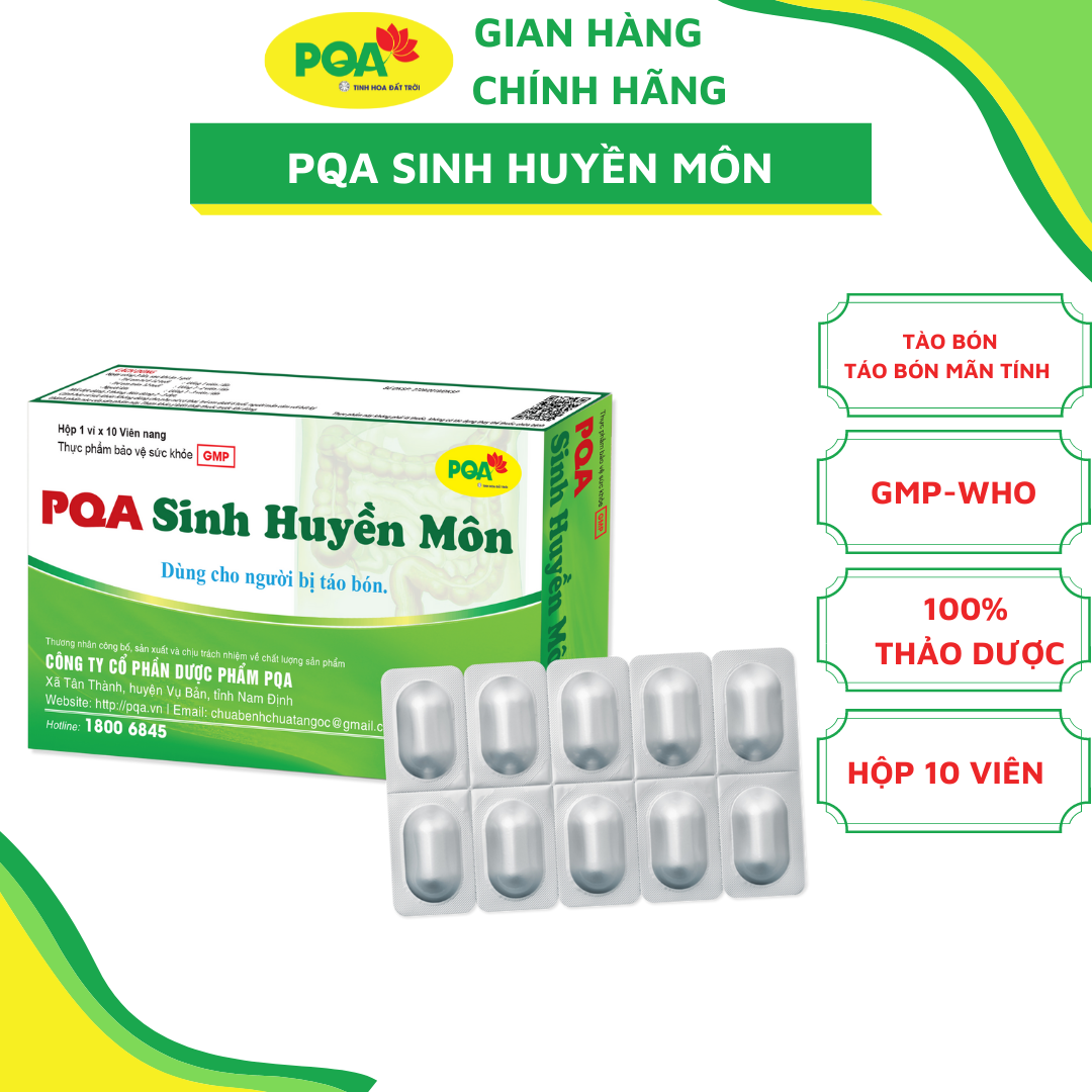 Sinh Huyền Môn PQA Thành Phần Từ Thiên Nhiên Giúp Nhuận Tràng Dùng Cho Người Táo Bón, Khó Tiêu Hộp 10 viên
