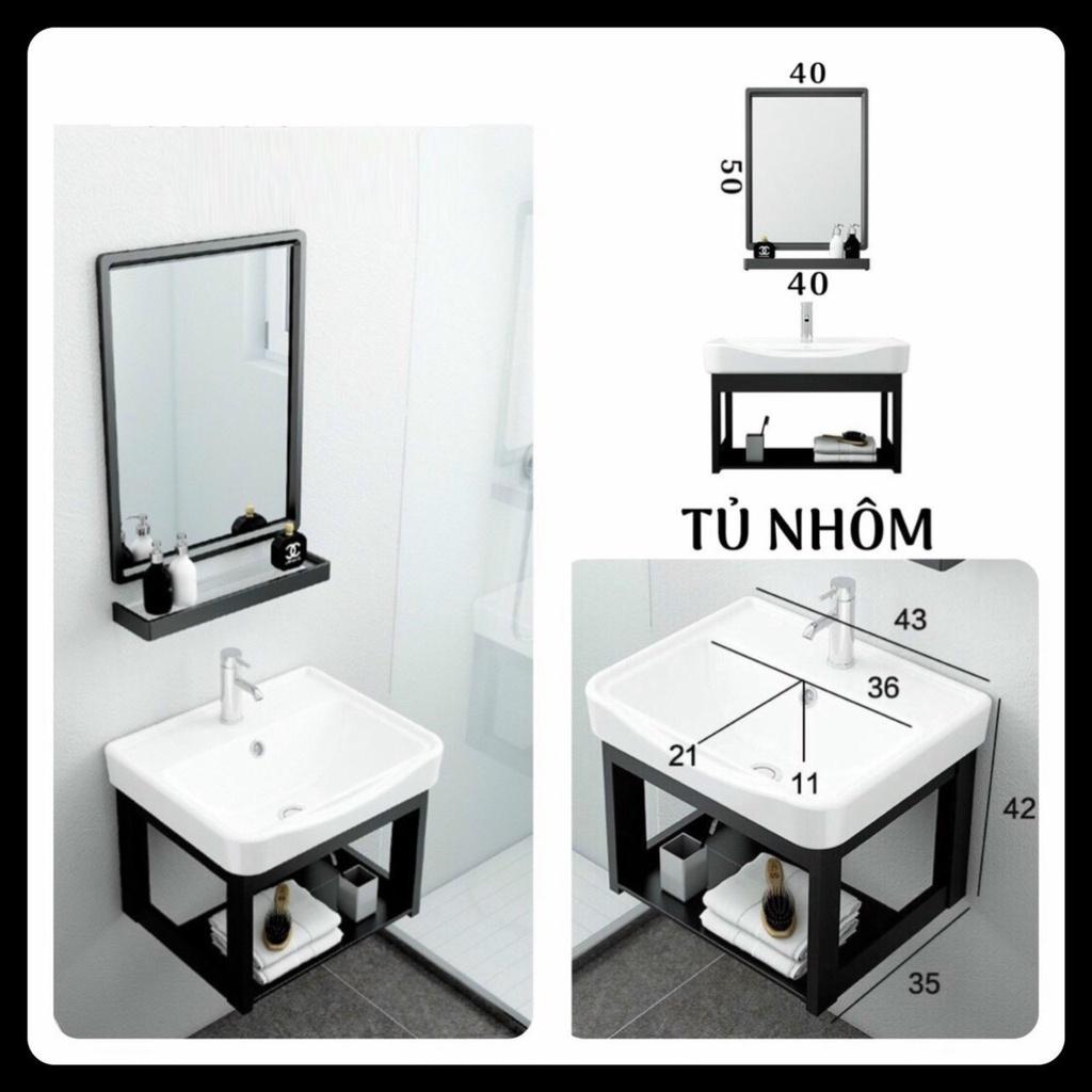 BỘ 4 MÓN TỦ + CHẬU LAVABO + KỆ GƯƠNG + GƯƠNG