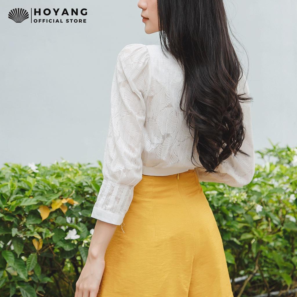 Áo Croptop Tay Dài Hoa Chìm Sang Trọng HOYANG AHY05