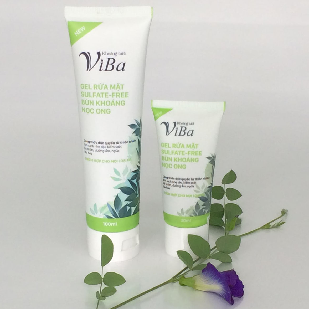 Gel sữa rửa mặt Sulfate-Free Bùn Khoáng Nọc ong - khoáng tươi Viba
