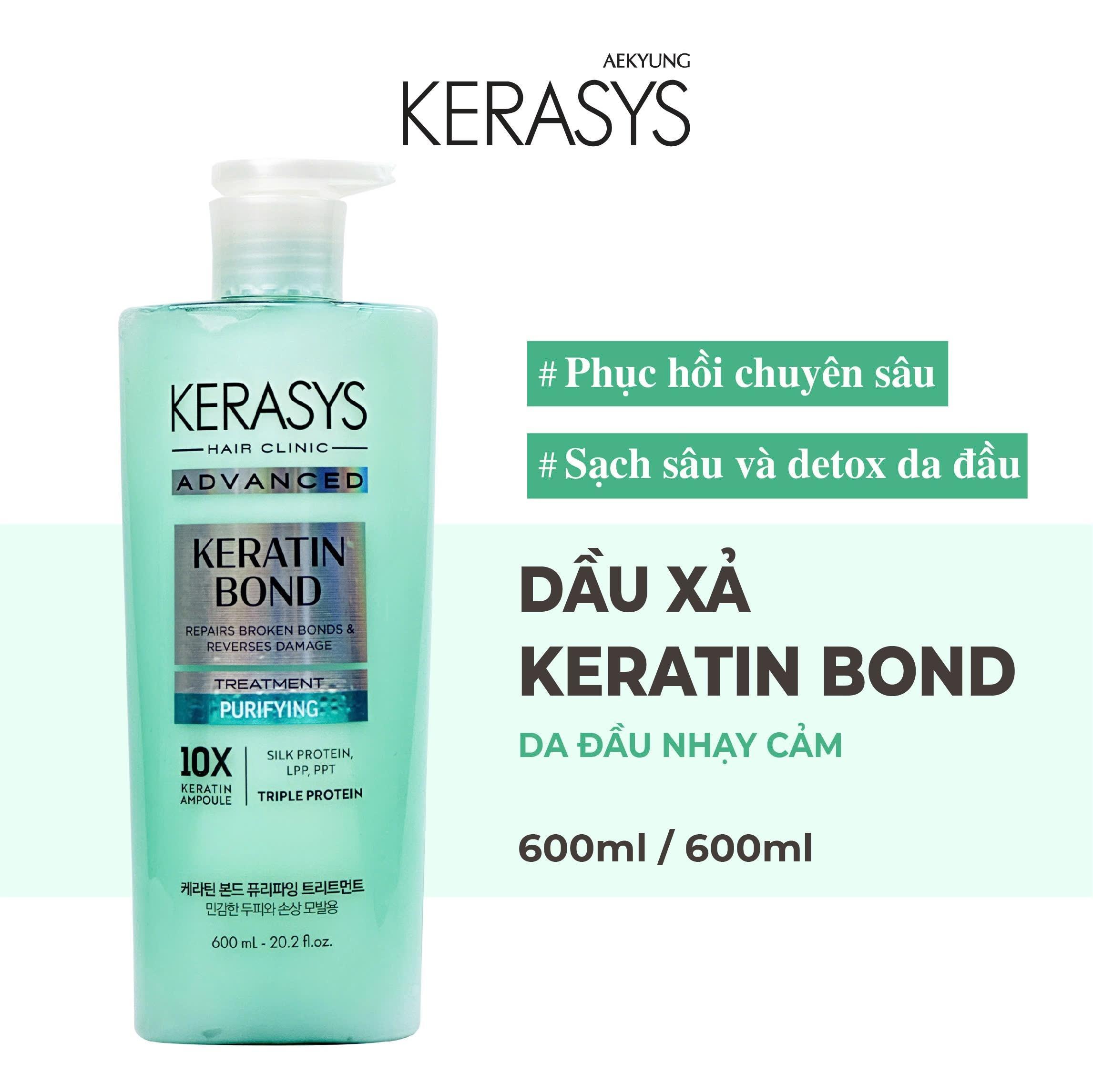 Dầu xả cao cấp Hàn Quốc Kerasys Keratin Bond Purifying (Phục hồi chuyên sâu, sạch sâu và detox da đầu) 600ml