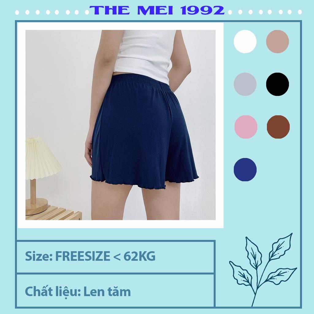 Quần đùi short nữ THE MEI 1992 cao cấp - Quần sooc nữ len tăm chất mát mịn cạp chun kèm viền siêu xinh trendy 2022