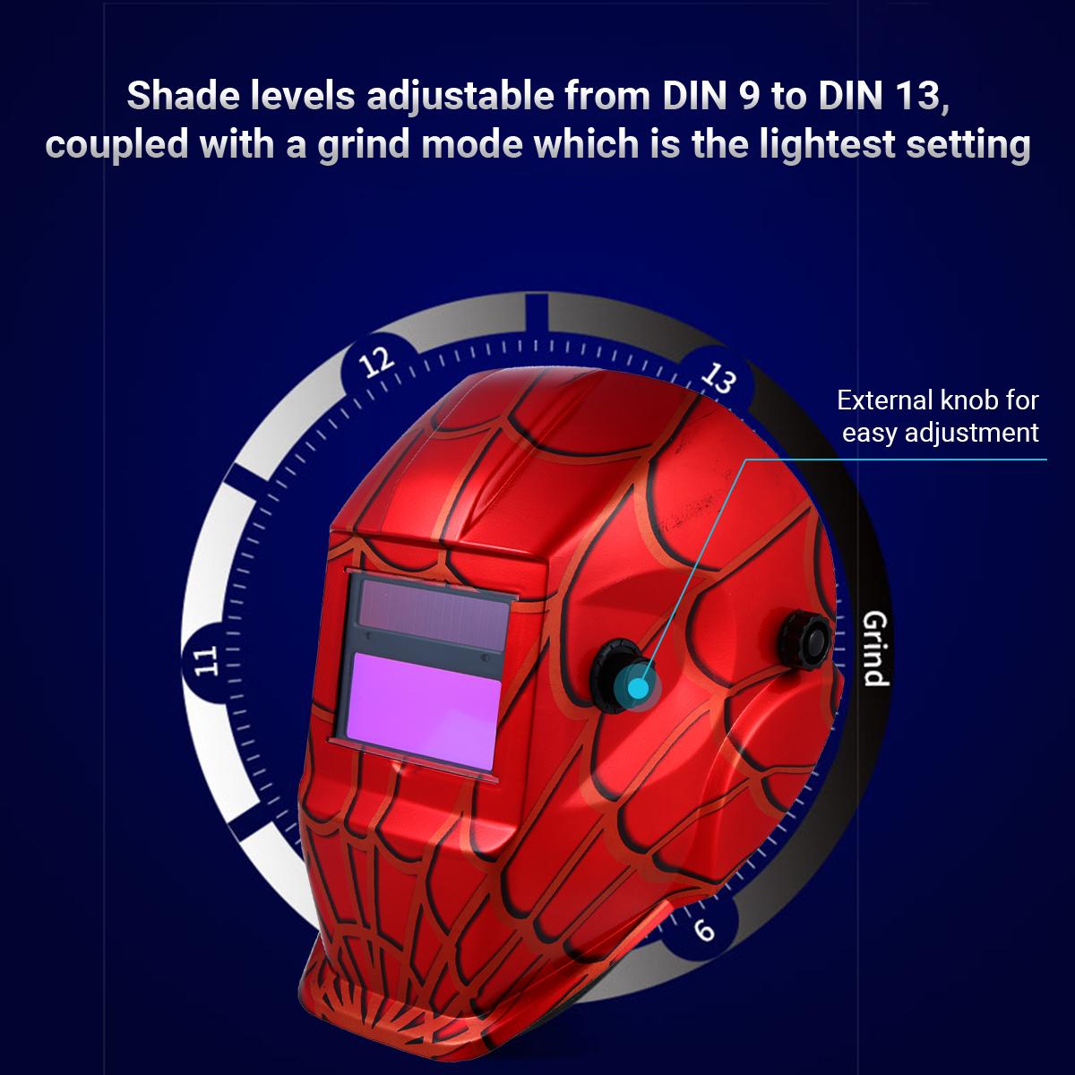 Welding Helmet Solar Powered Auto-Darkening Protective Helmet Welding Mask Shield with Variable Shade Grind Mode