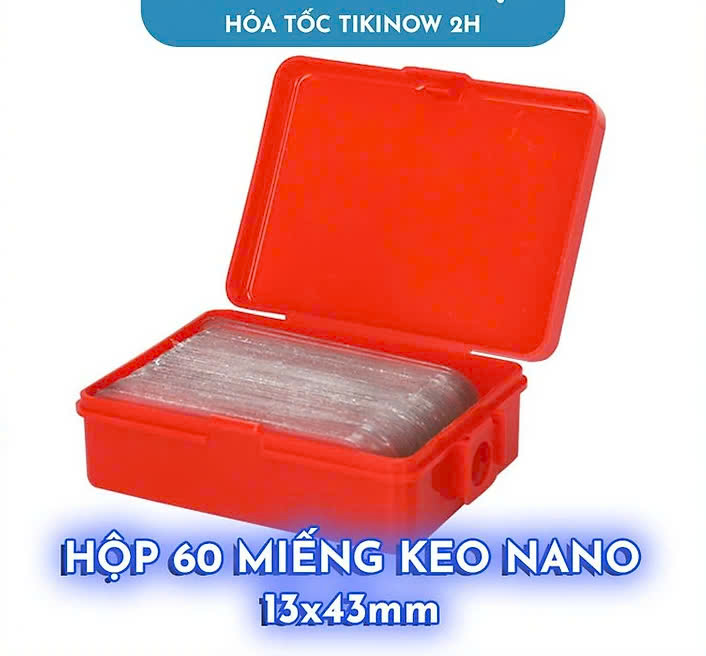 Hộp 60 Miếng Keo Nano 2 Mặt Trong Suốt Chống Nước, Không Để Vết Keo Băng keo dán 2 mặt trong suốt siêu dính treo đồ (Hộp 60 miếng)