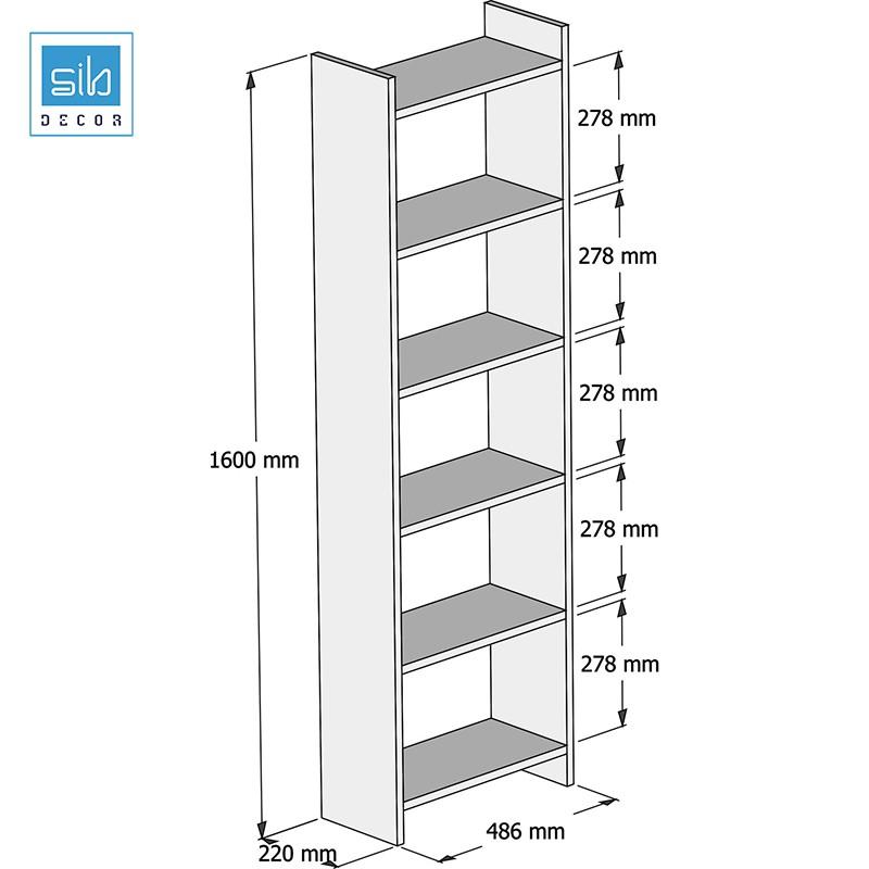 Kệ Sách Gỗ Để Sàn Phòng Khách SIB Decor 155 x 48.6 x 22cm Gỗ Chống Ẩm, Kèm Pát Chống Đổ An Toàn