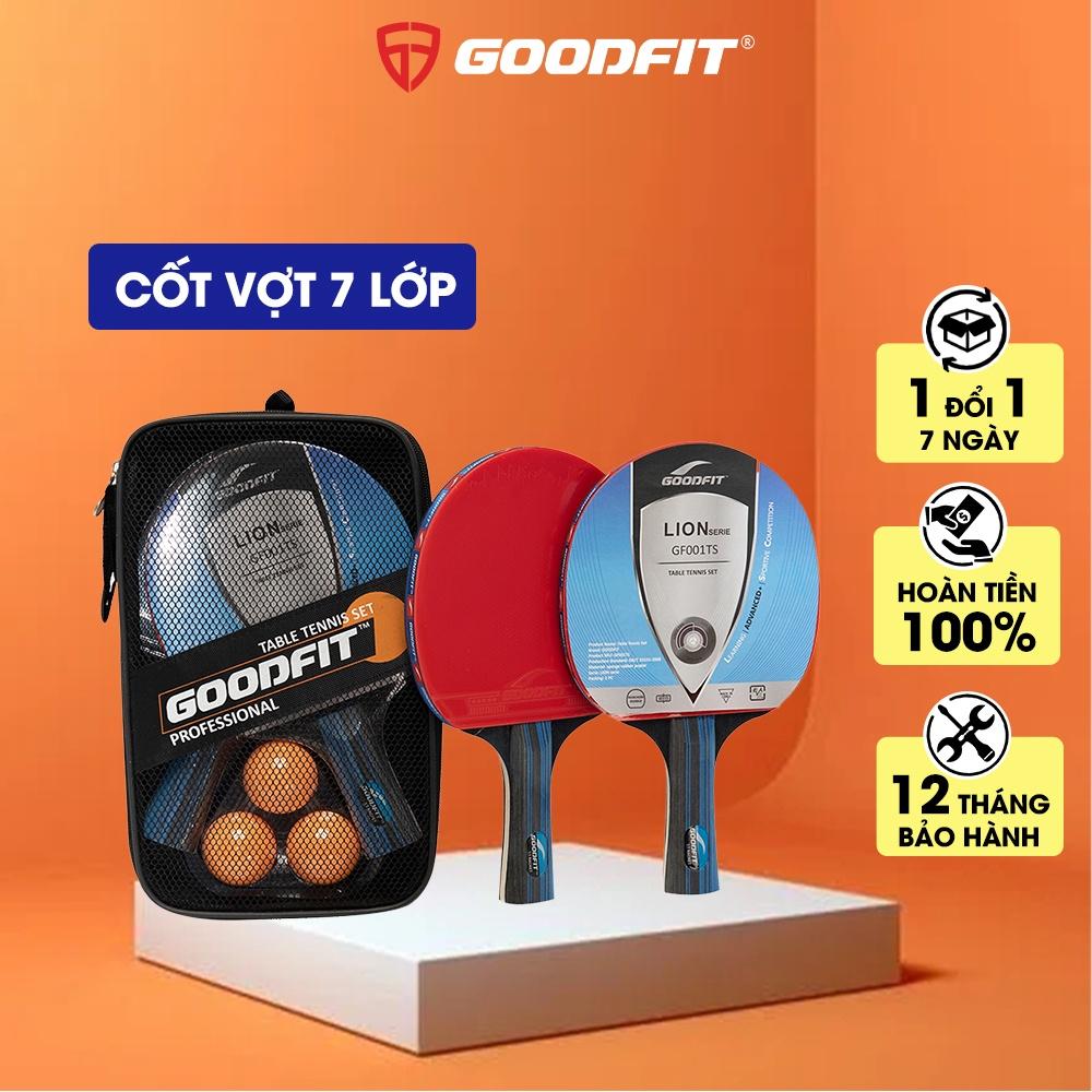 Bộ 2 vợt bóng bàn tặng kèm 3 bóng GoodFit, cốt vợt 7 lớp, mặt mút đàn hồi, chất lượng đạt chuẩn GF001TS