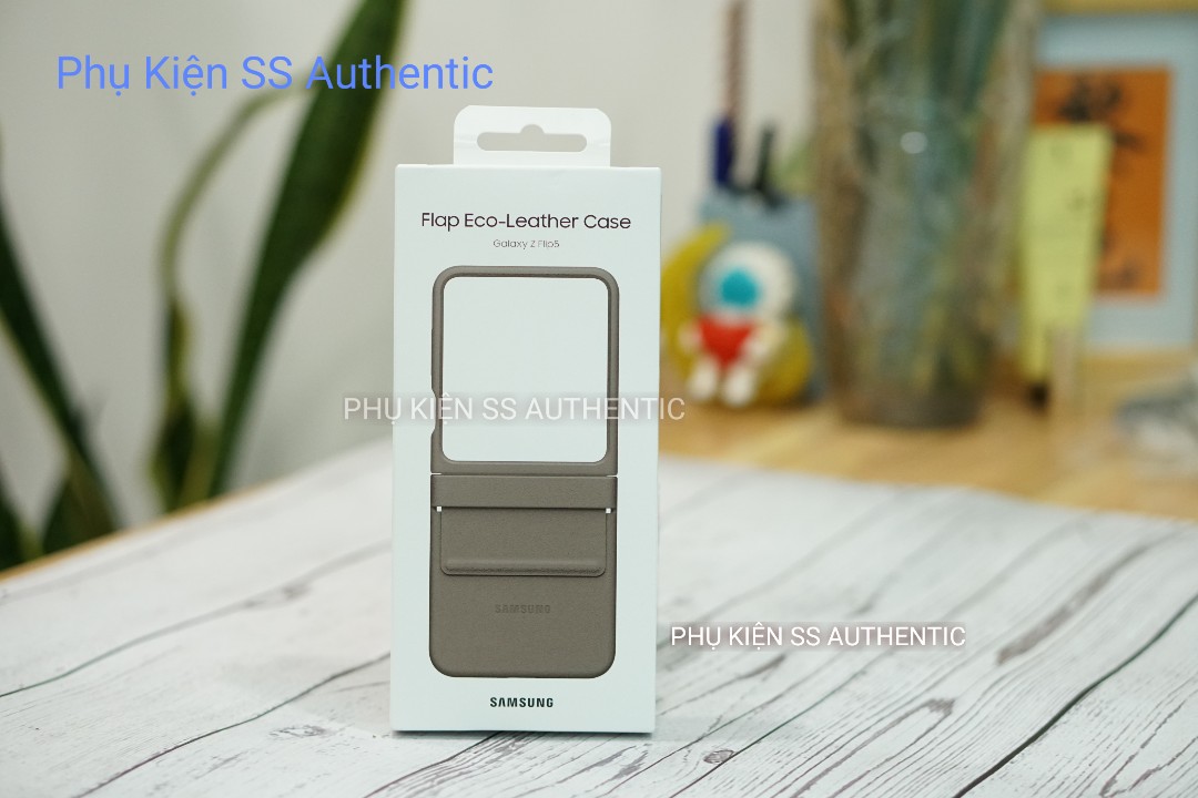 Ốp lưng da Samsung Galaxy Z Flip5 màu NÂU - Hàng Chính hãng