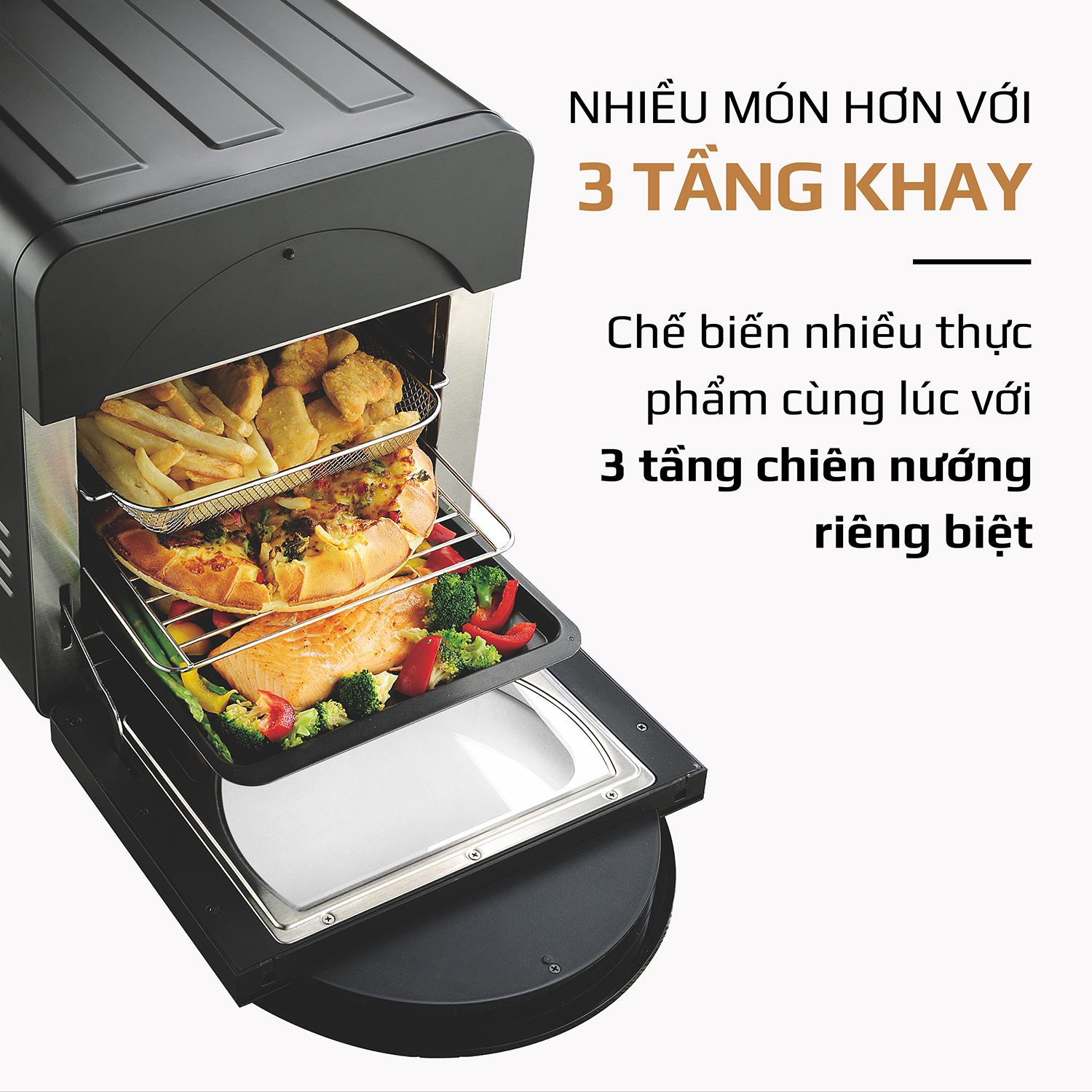 Nồi Chiên Không Dầu OLIVO AF15 16 Chức Năng - Dung Tích 15L - Công Suất 2000W - Thương Hiệu Mỹ