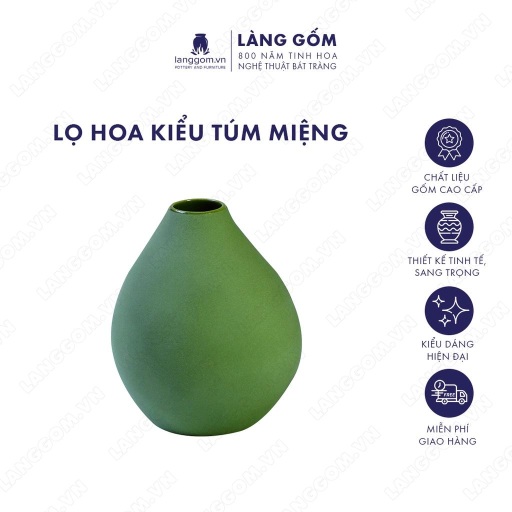 Bình hoa, lọ hoa Gốm sứ Bát Tràng cao cấp Men mát kiểu túm miệng dùng làm quà tặng, trang trí - Làng Gốm Bát Tràng