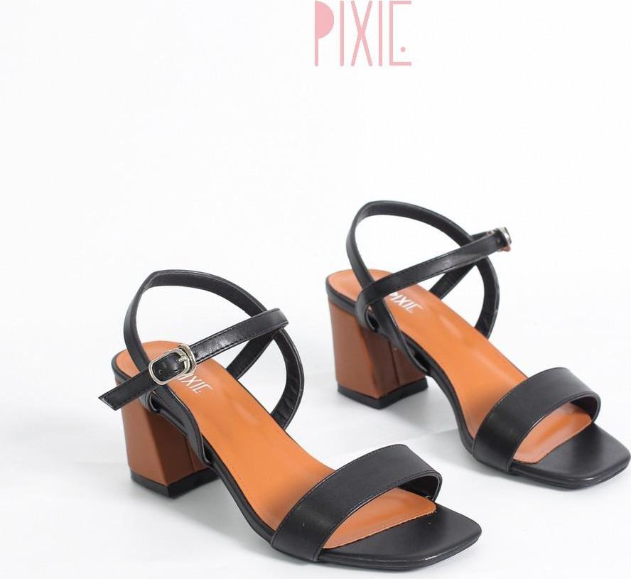 Giày Sandal Cao Gót 6cm Đế Vuông Mix Nhiều Màu Màu Đen Pixie X467