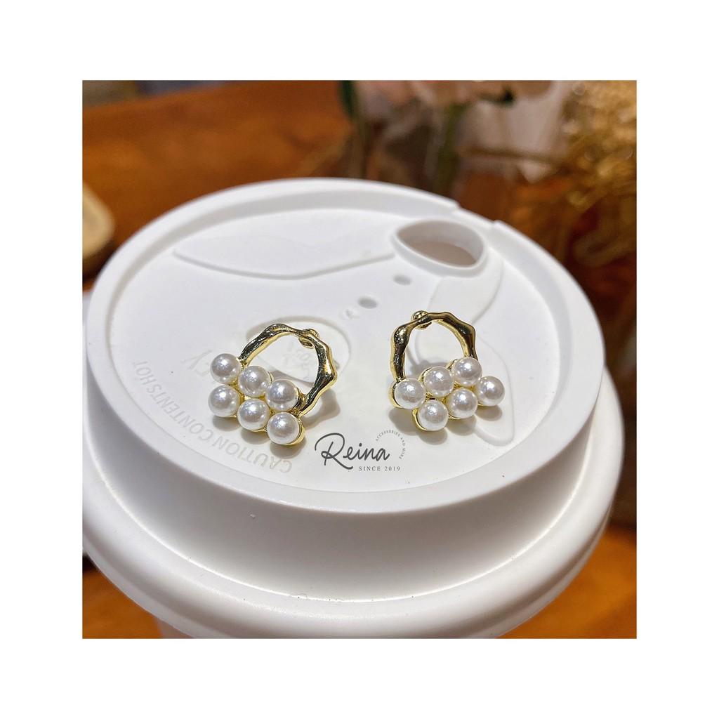 Khuyên tai nữ Baroque phOng cách Hàn Quốc bạc S925 Reina đính hạt cao cấp nữ tính