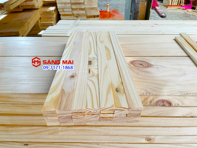 Thanh gỗ thông 1cm x 3cm x dài 30cm + láng mịn 4 mặt