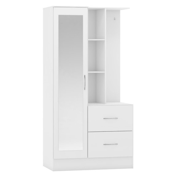 EDLE, Tủ quần áo kèm kệ lưu trữ đồ dùng có gương WAR_058, 117x52x190cm