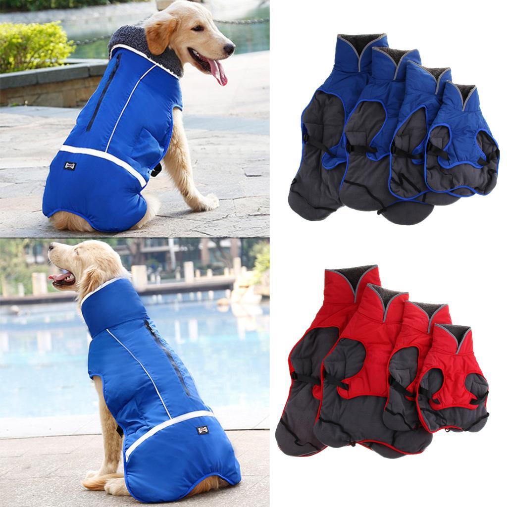 Waterproof Dog Coat Vest Warm Padded Reflective Puppy Clothes Blue M