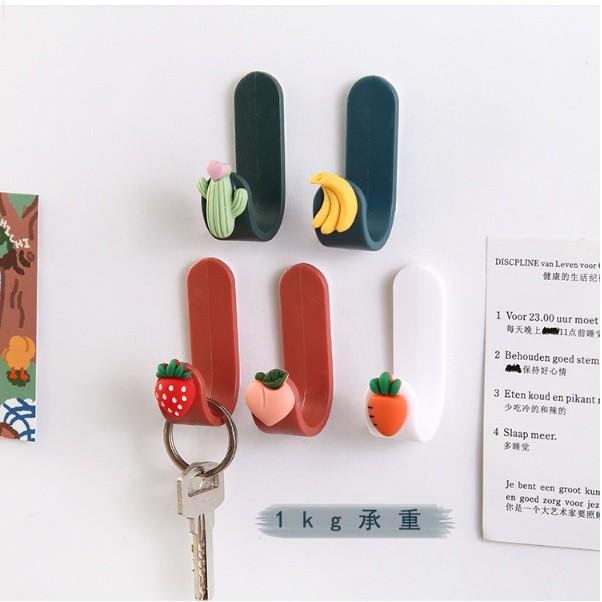 Móc treo đồ đính hoa quả siêu đáng yêu - Móc dính tường treo chìa khóa loại đẹp - Móc treo đồ không khoan tường
