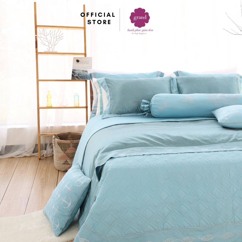 Vỏ chăn đông 100% cotton sateen by GRAND , họa tiết trơn không thêu, đơn giản, sang trọng.