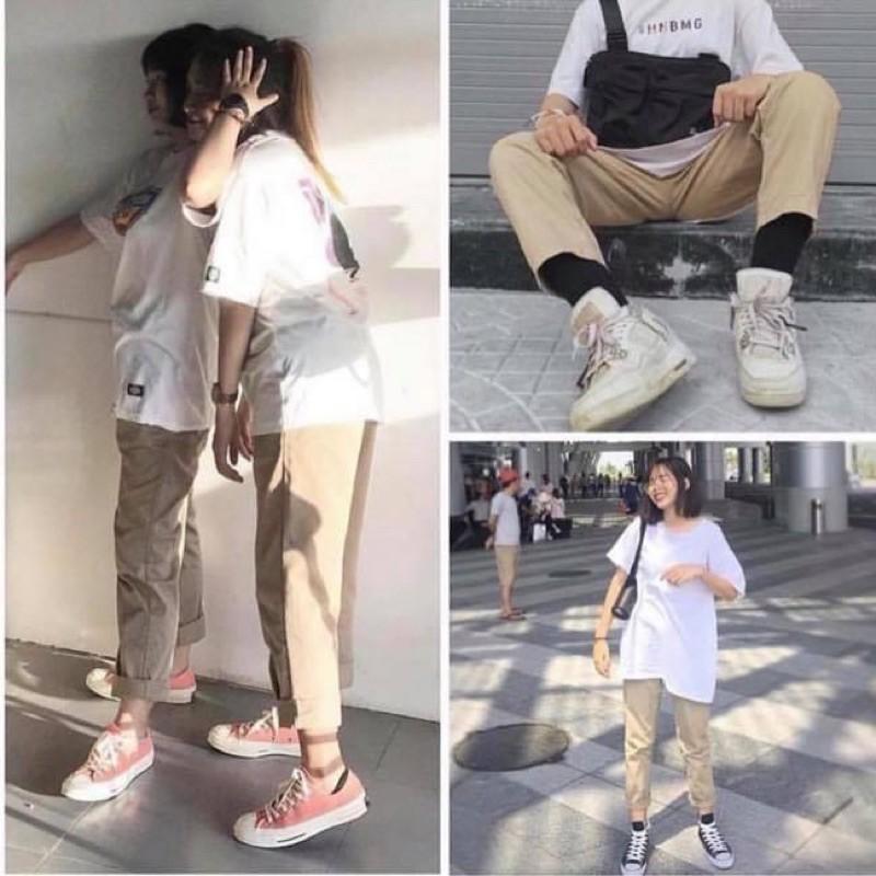 Quần Basic Kaki Nam Nữ Ống Suông UNISEX màu Đen/Tan (Chất siêu mịn dày đẹp