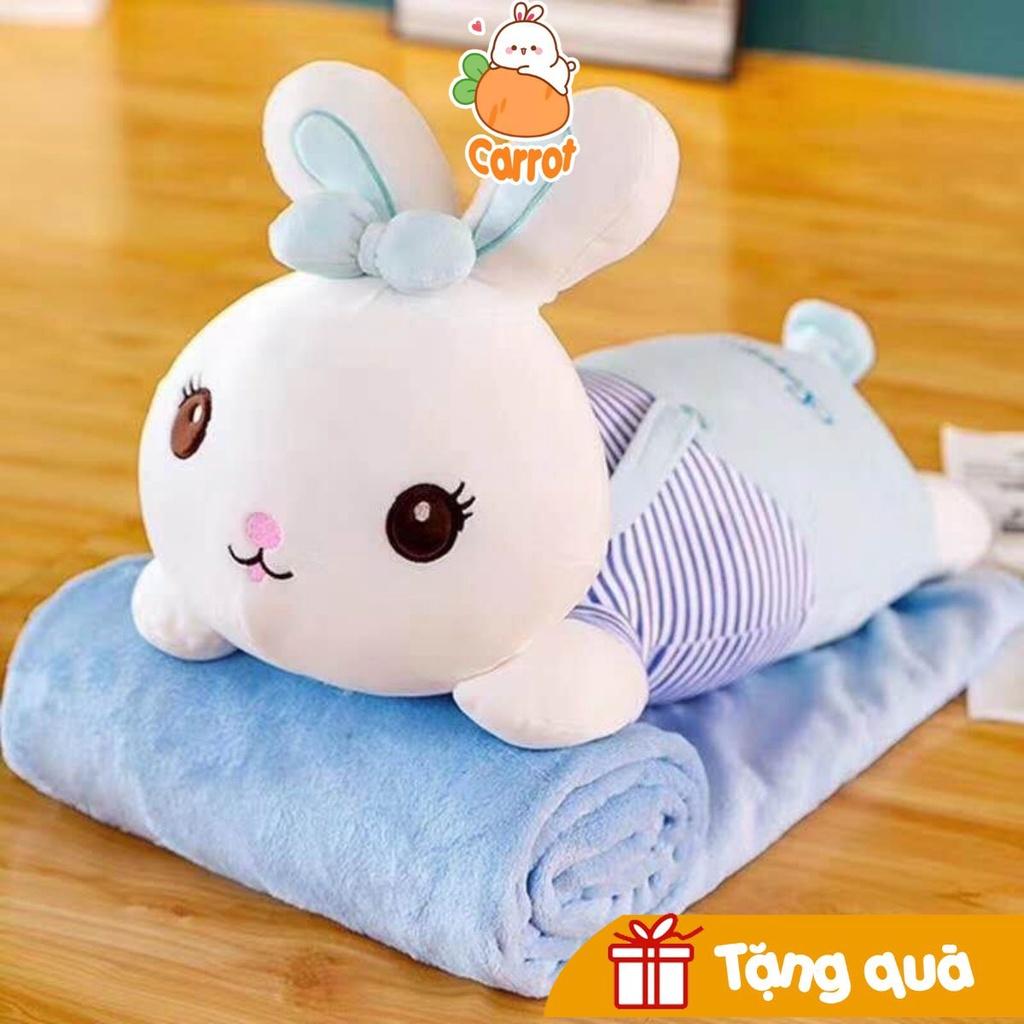Bộ Chăn Gối Văn Phòng Thỏ Xinh Kèm Mền Tiện Lợi size 65cm