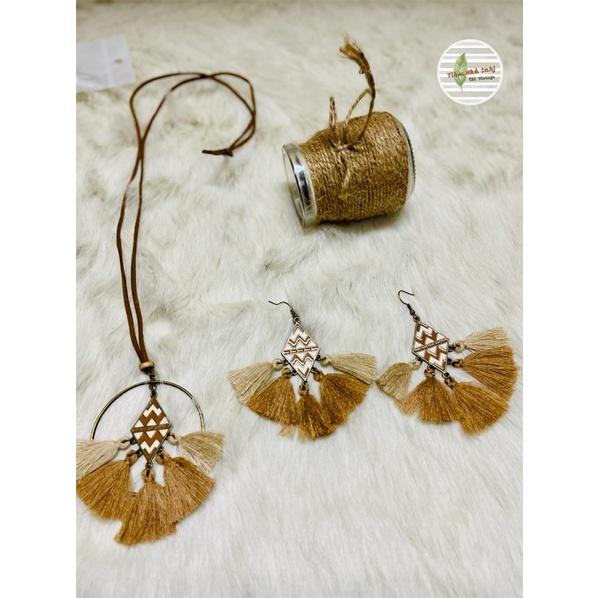 Combo dây chuyền + bông tai tua rua Tiệm nhà Sakj
