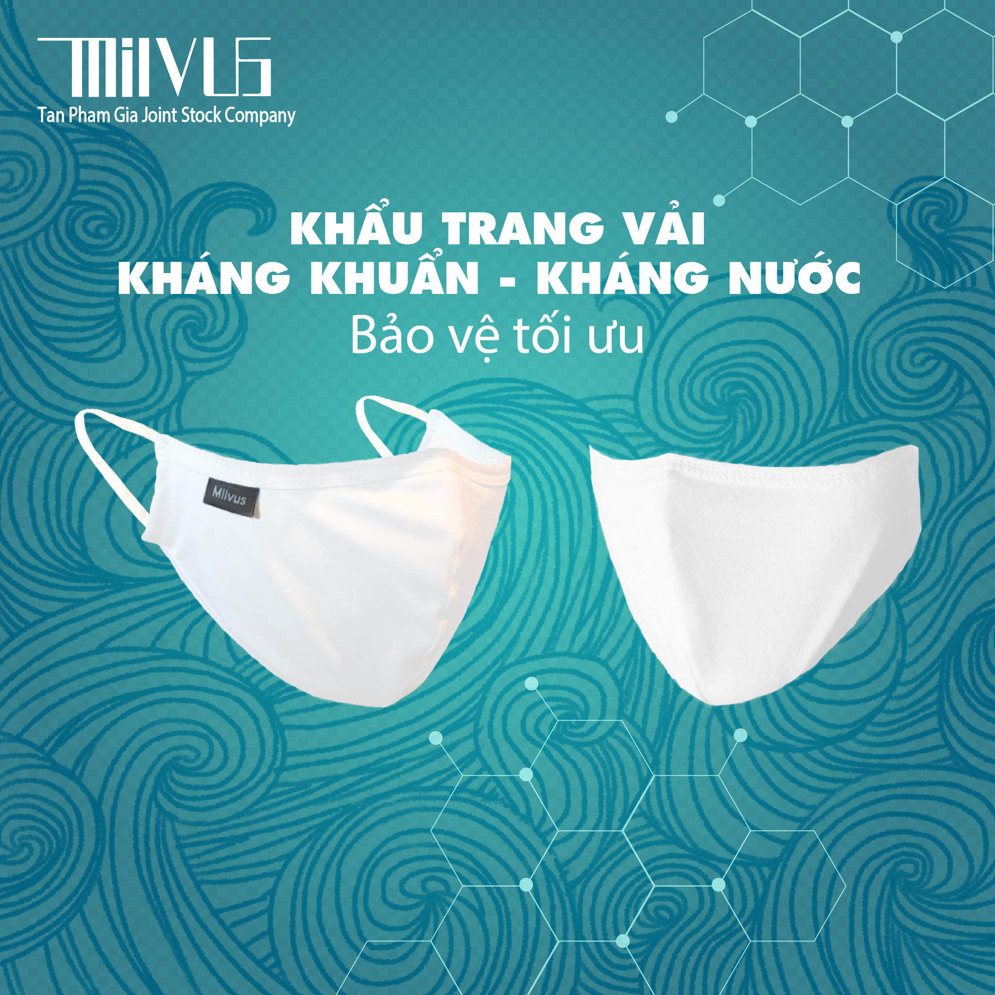 Combo 2 khẩu trang kháng khuẩn kháng nước cao cấp Milvus