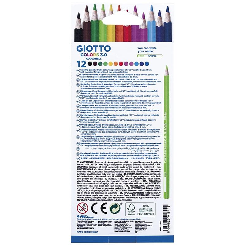 Hộp chì 12 màu nhập khẩu Italy GIOTTO Colors 3.0 276600