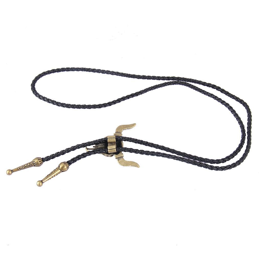 Western Cowboy Bolo Tie Rodeo  Leather Cord Pendant Necklace