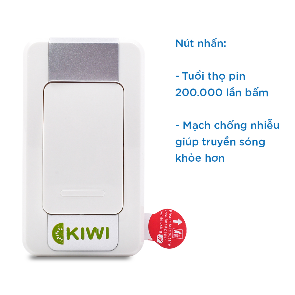 Chuông cửa không dây Kiwi KW D12E nút bấm chống nước, thu phát sóng 30 mét