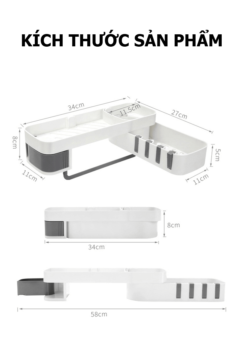 Kệ góc nhà tắm thông minh chống nước dễ dàng xoay 180 độ HD00023